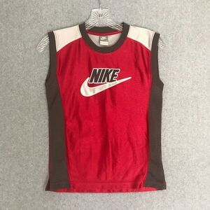 Nike Basketball Jersey Youth Boys 7 Red Sleeveless BIG Centered Embroidered Logo